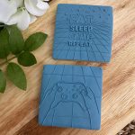 MEM036 Raised Embosser Multi 2up Eat Sleep Game Repeat Ebox Controller Handmade