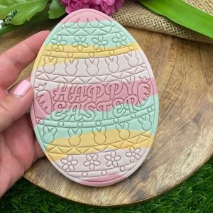 NEM286 Paint Your Own Embosser Stamp Happy Easter 15cm Egg Figoli Handmade 5