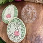 NEM308 large egg with leaves and girl rabbit 2