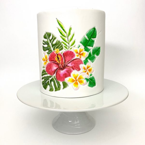 NEM421 Cake Embosser Stencil Large Tropical Flower Handmade 6