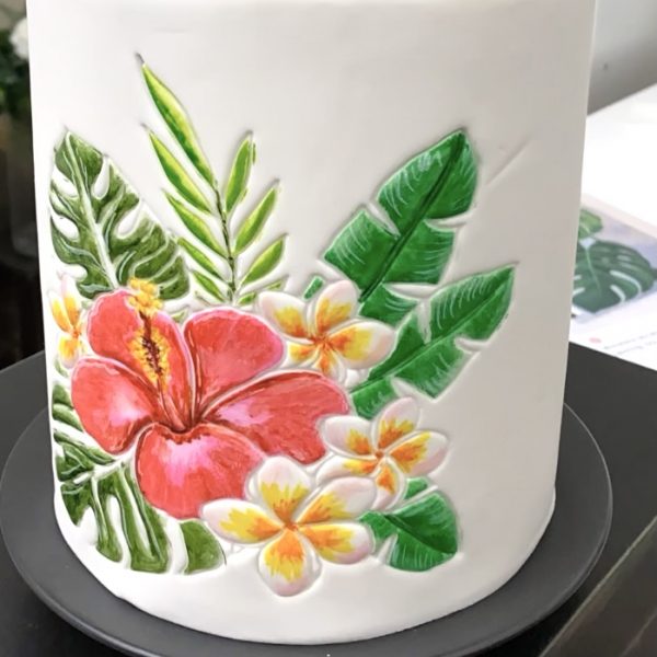 NEM421 Cake Embosser Stencil Large Tropical Flower Handmade