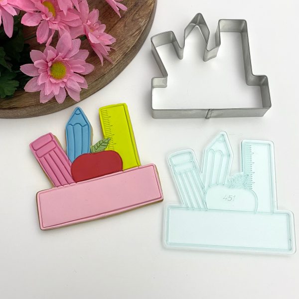 Stationery Teacher Pencil, Ruler, Apple Banner Handmade